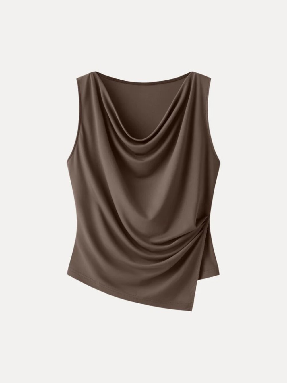 NWOT OGL Cowl Neck Top Brown Dark Truffle XS